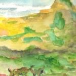 aquarelle-troupeau de-chevre en montagne